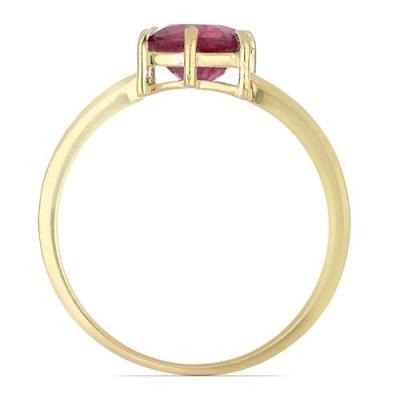 BUY STERLING SILVER GOLD PLATED NATURAL GLASS FILLED RUBY GEMSTONE RING